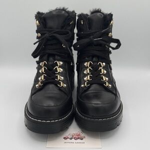 Kurt Geiger Black Lace-Up Women's Boots with Gold and Rhinestone Accents